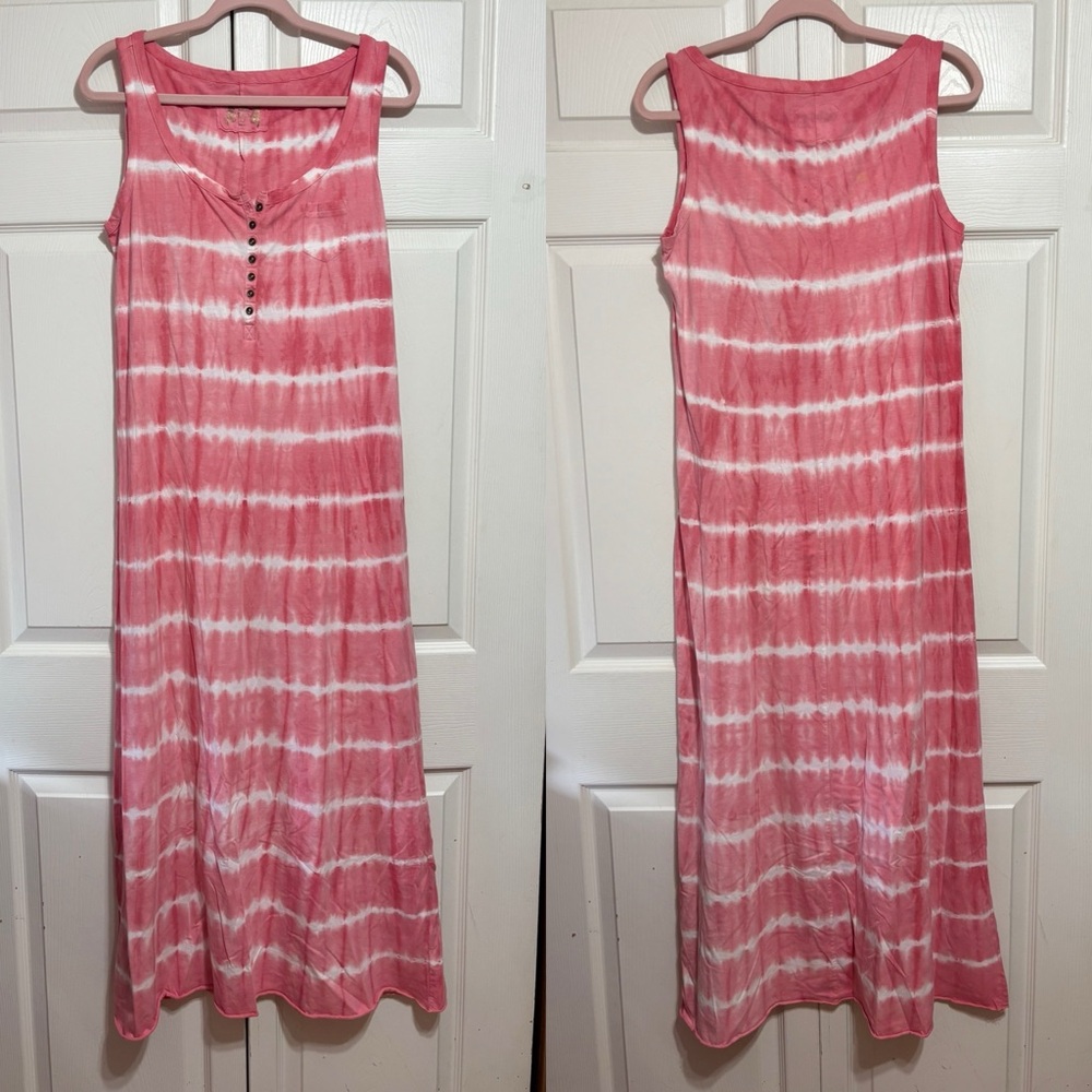 Ruff Hewn Pink and White Tie-Dye Maxi Dress
